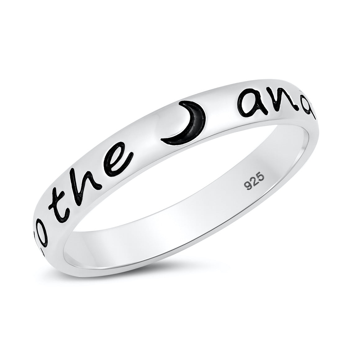 Silver Ring - Moon and Back