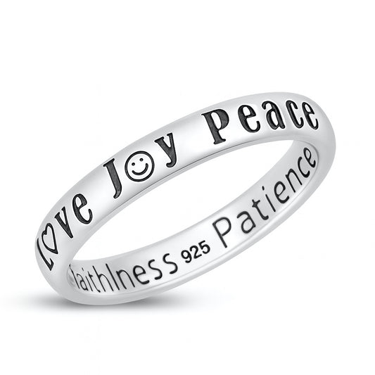 Silver Ring - Peace Love Joy