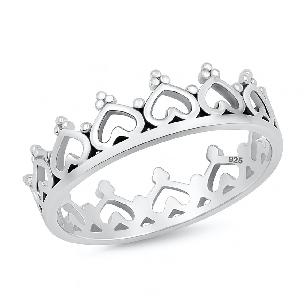 Silver Ring - Heart Crown