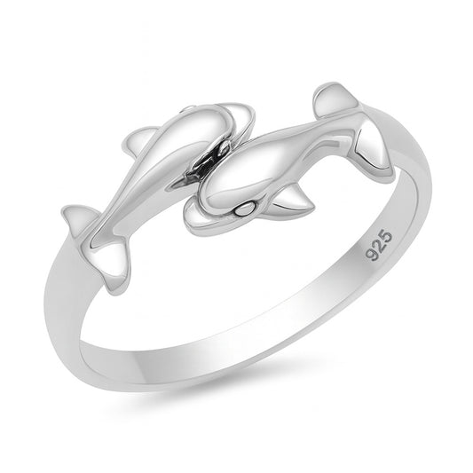 Silver Ring - Two Dolphins