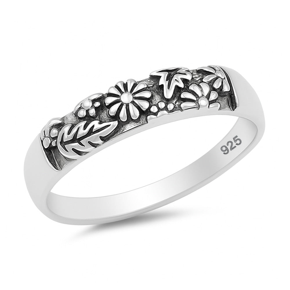 Silver Ring - Flowers