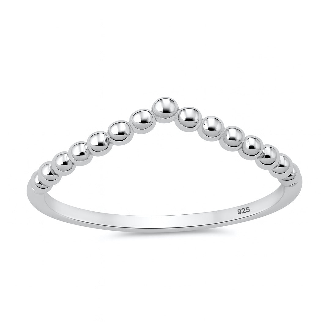 Silver Ring - V Shape Beads