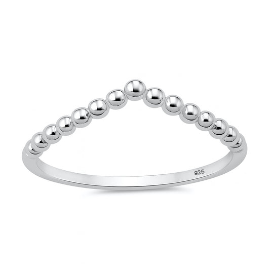 Silver Ring - V Shape Beads