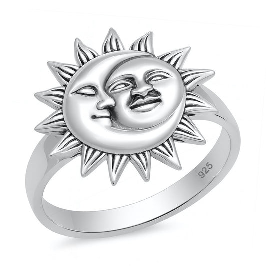 Silver Ring - Moon and Sun