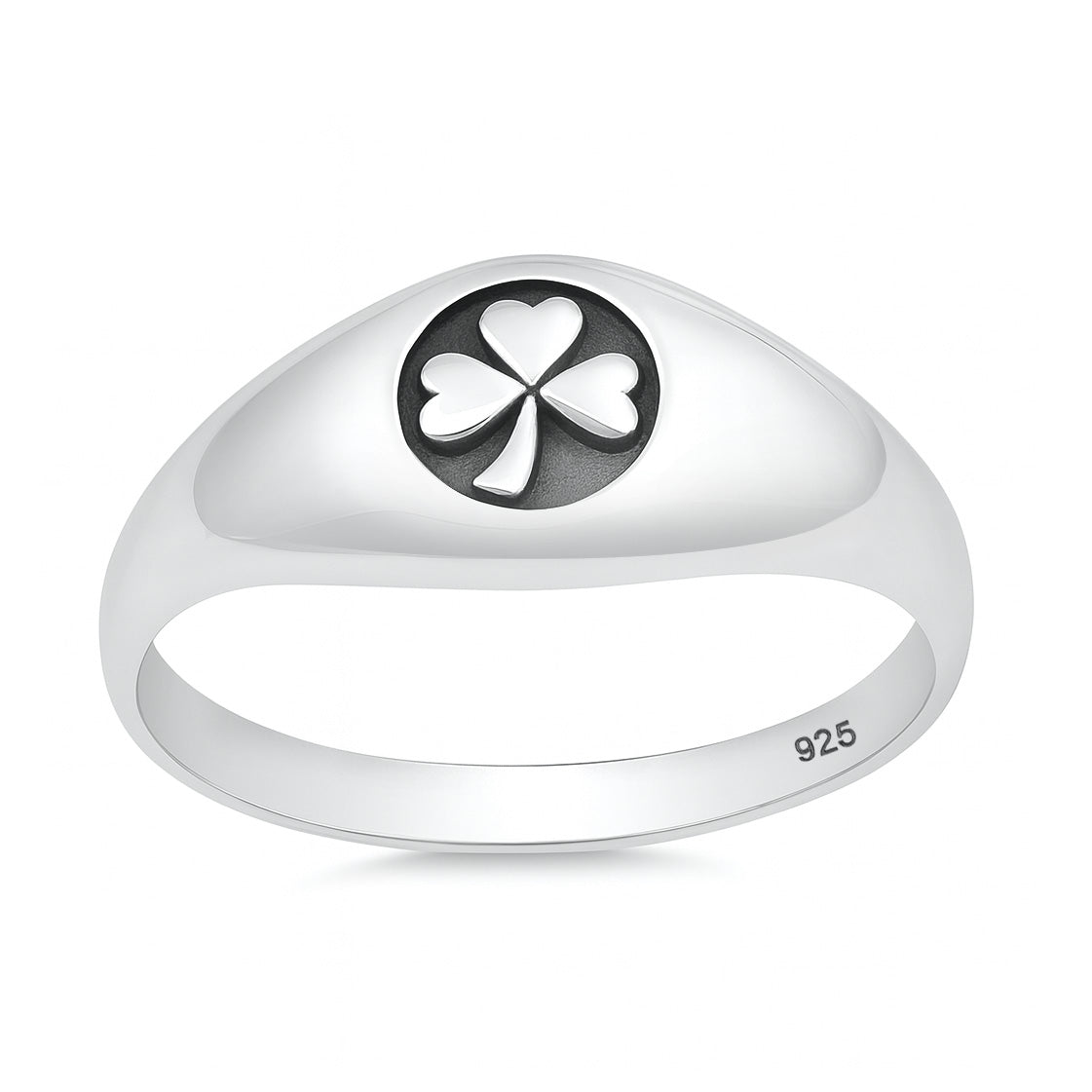 Silver Leaf Clover Signet Ring