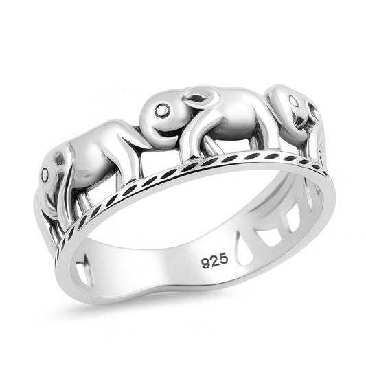 Silver Ring - Elephants