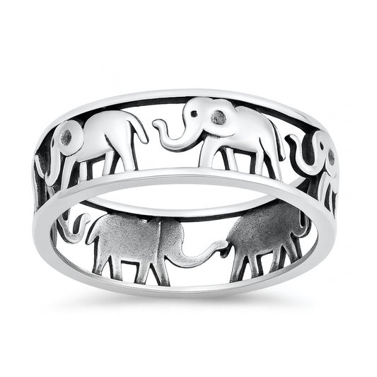 Silver Ring - Elephants