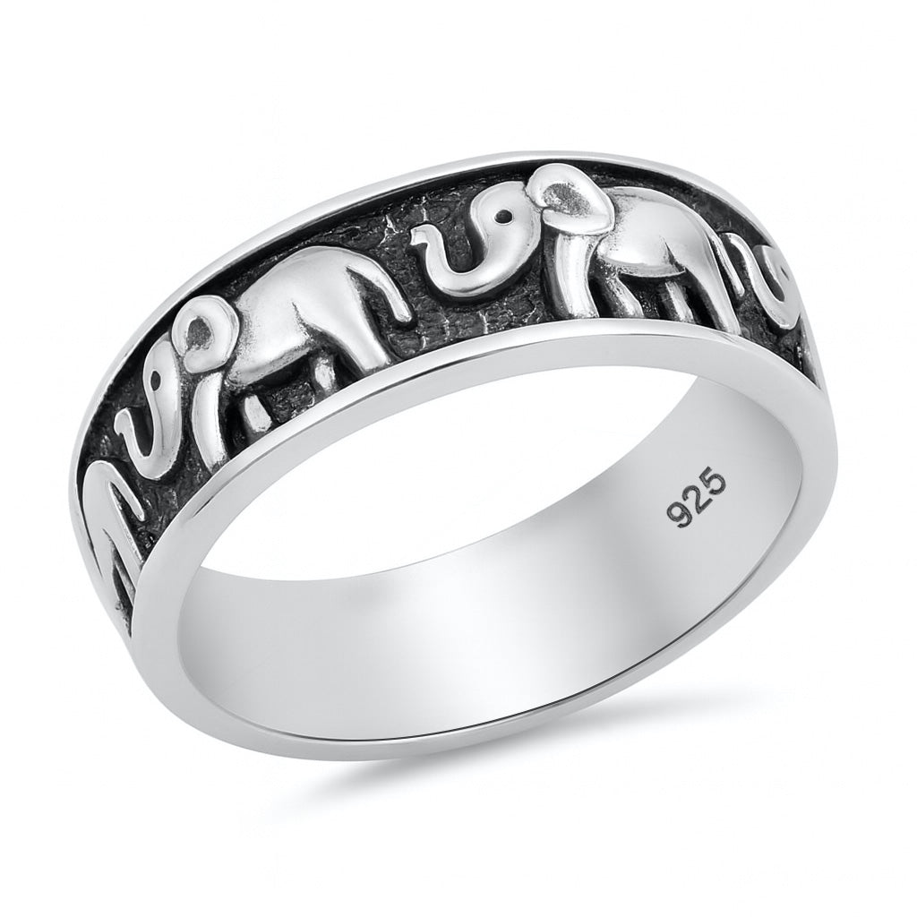 Silver Ring - Elephants