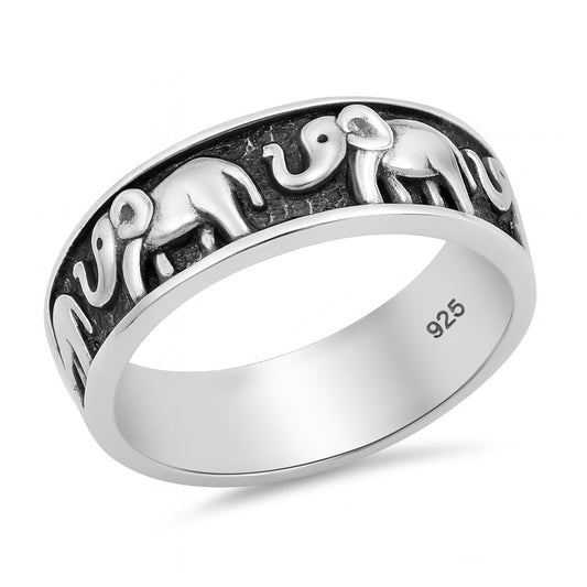 Silver Ring - Elephants