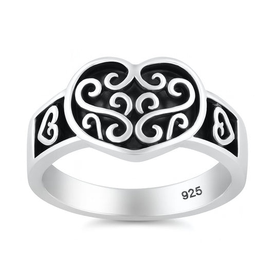 Silver Ring - Filigree Heart
