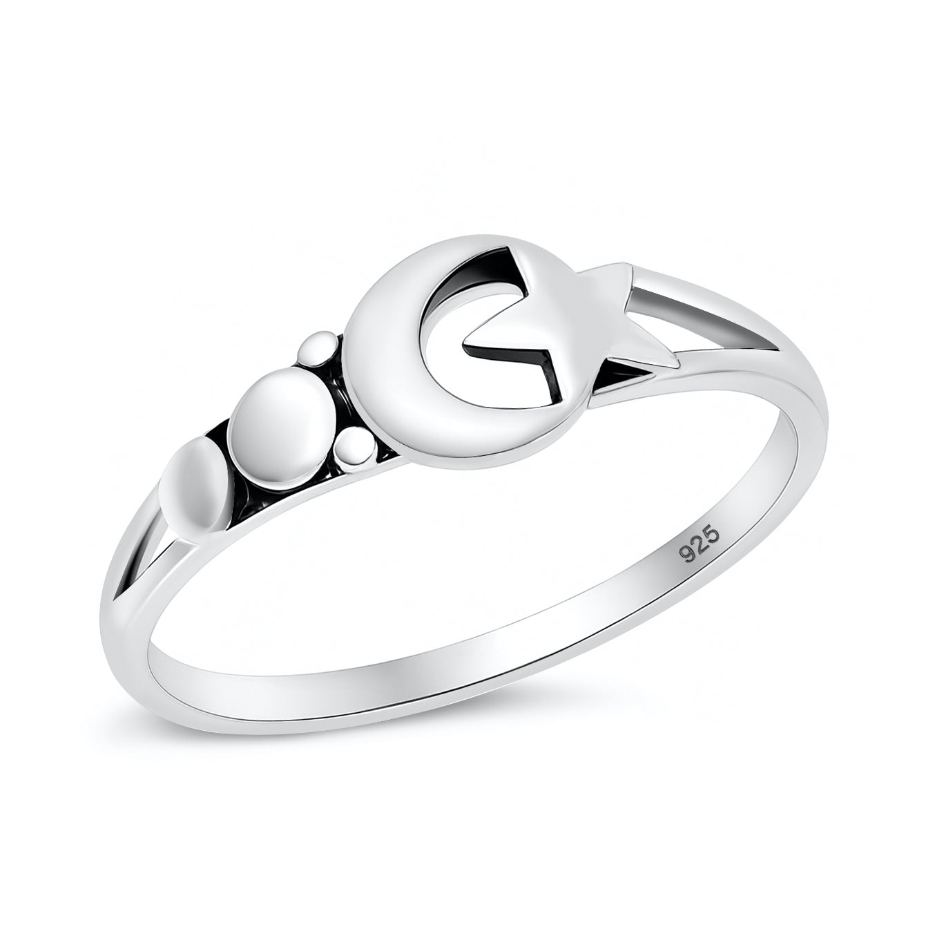 Silver Ring - Moon & Star