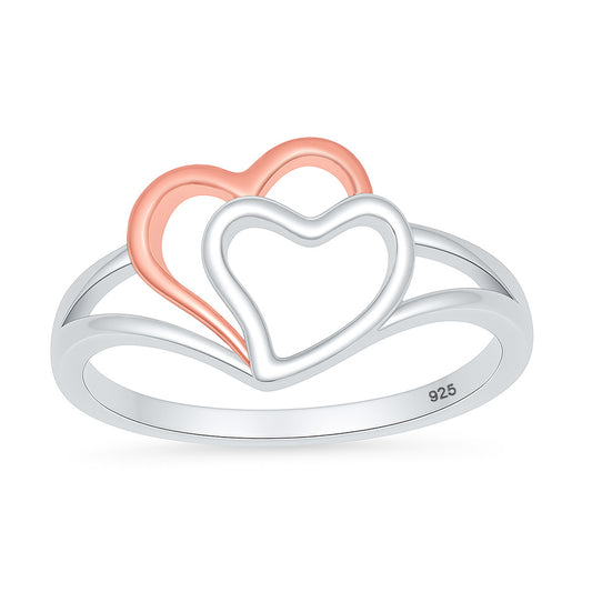 Silver Ring - Double Heart