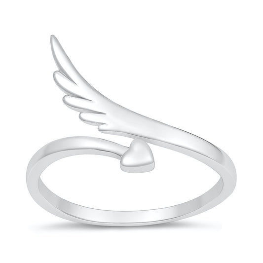 Silver Ring - Heart and Wing