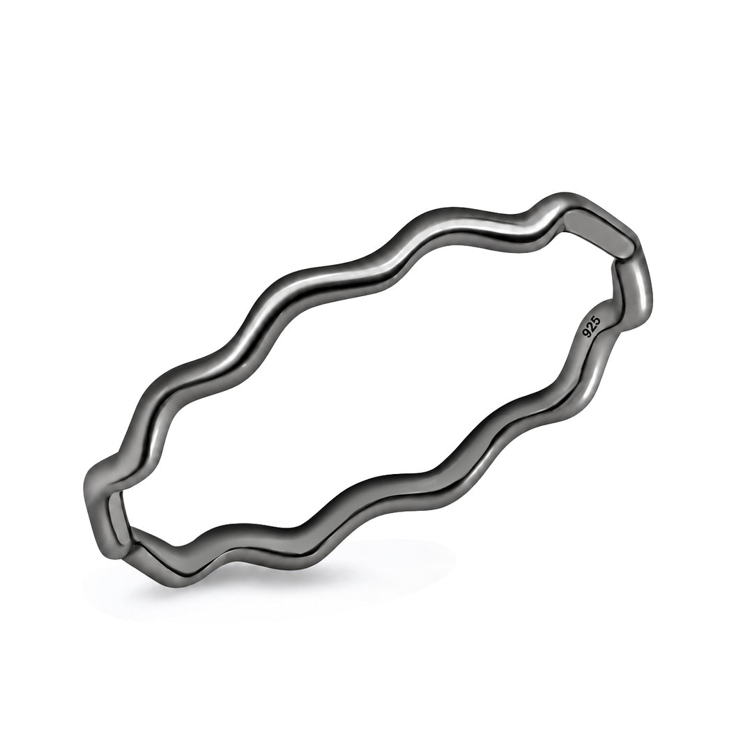 Silver Wavy Band Ring