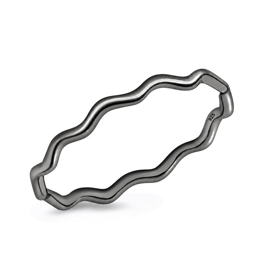 Silver Wavy Band Ring