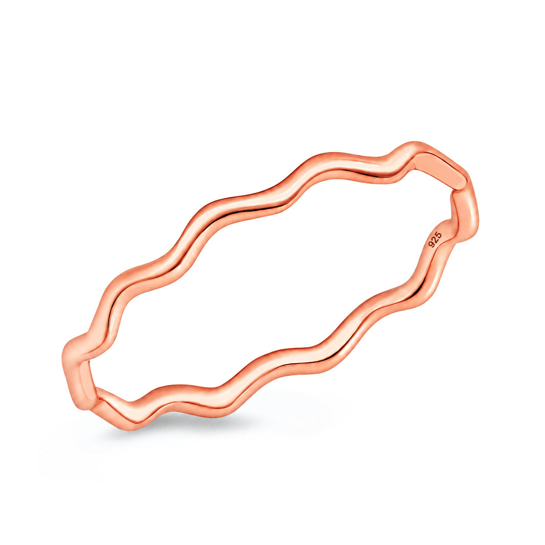 Silver Wavy Band Ring