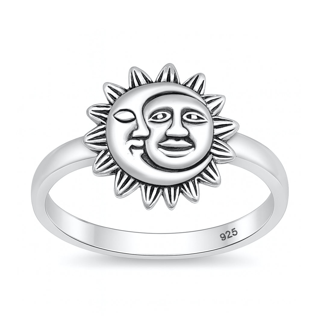Silver Ring - Moon and Sun