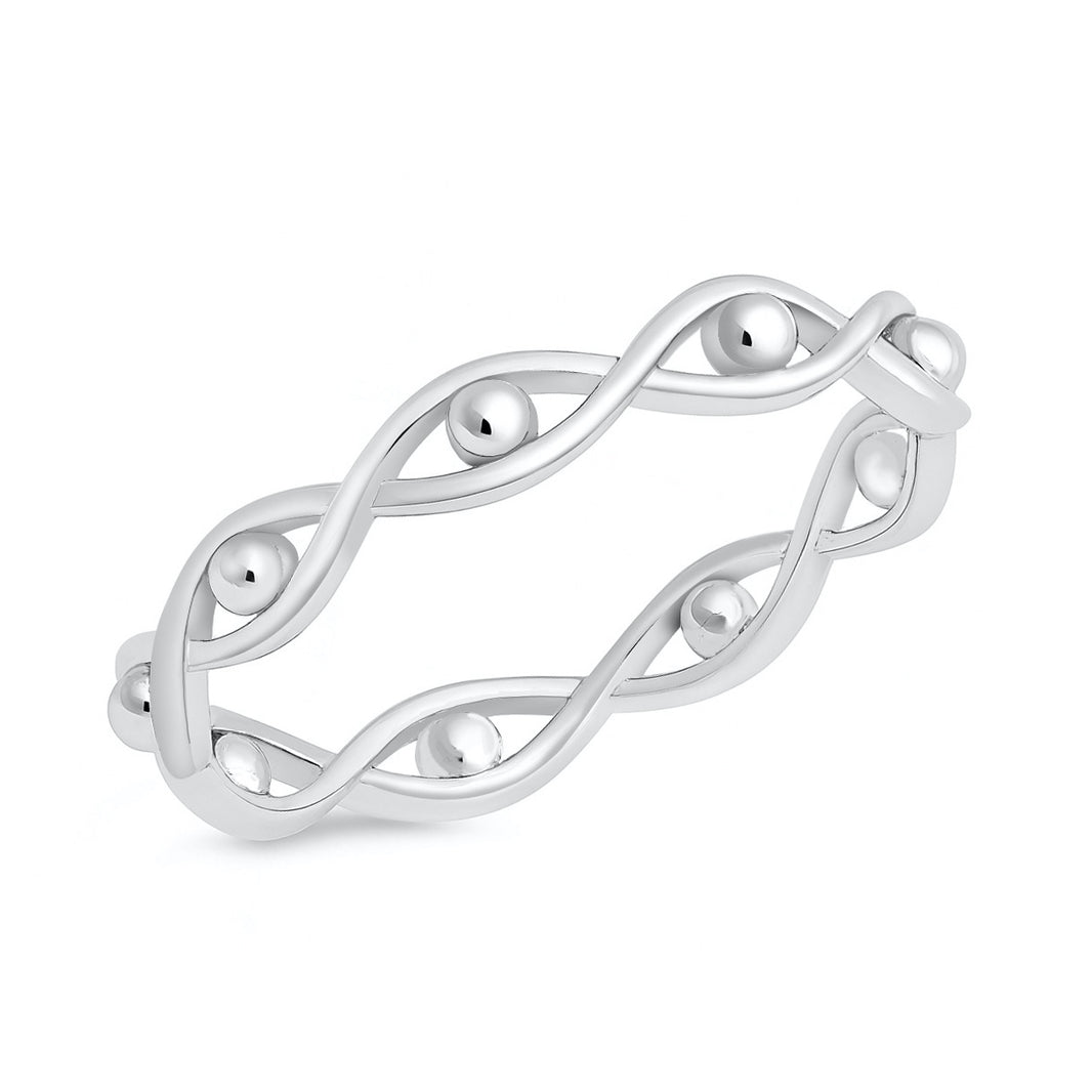 Silver Evil Eye Band Ring