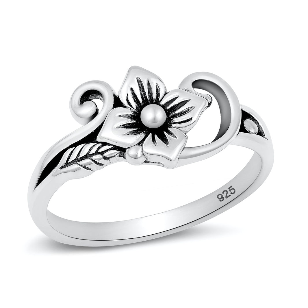 Silver Ring - Flower and Vine
