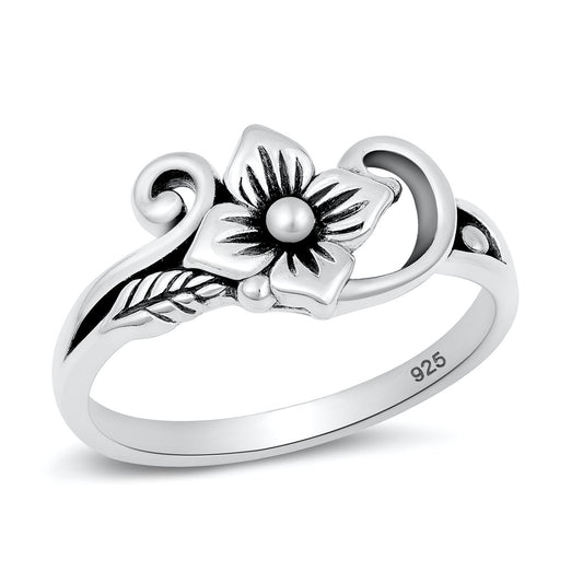 Silver Ring - Flower and Vine