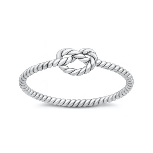 Silver Ring - Rope Knot