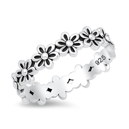 Silver Ring - Flowers