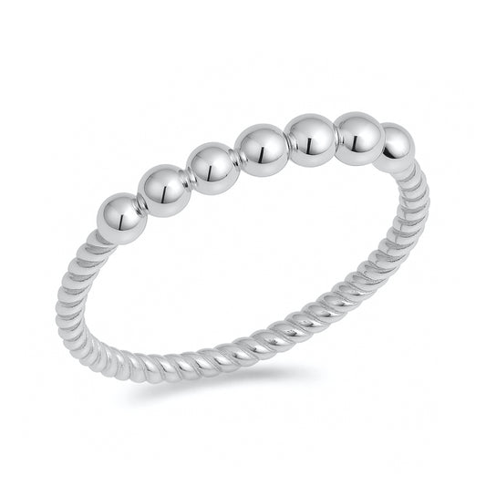 Silver Bead rope Ring