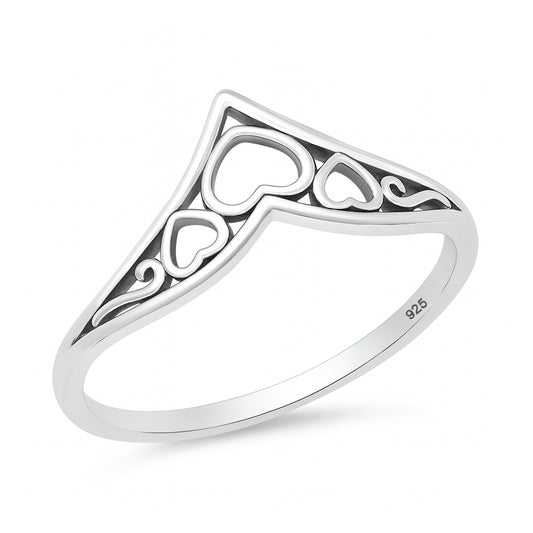 Silver Ring - V-Shaped Heart