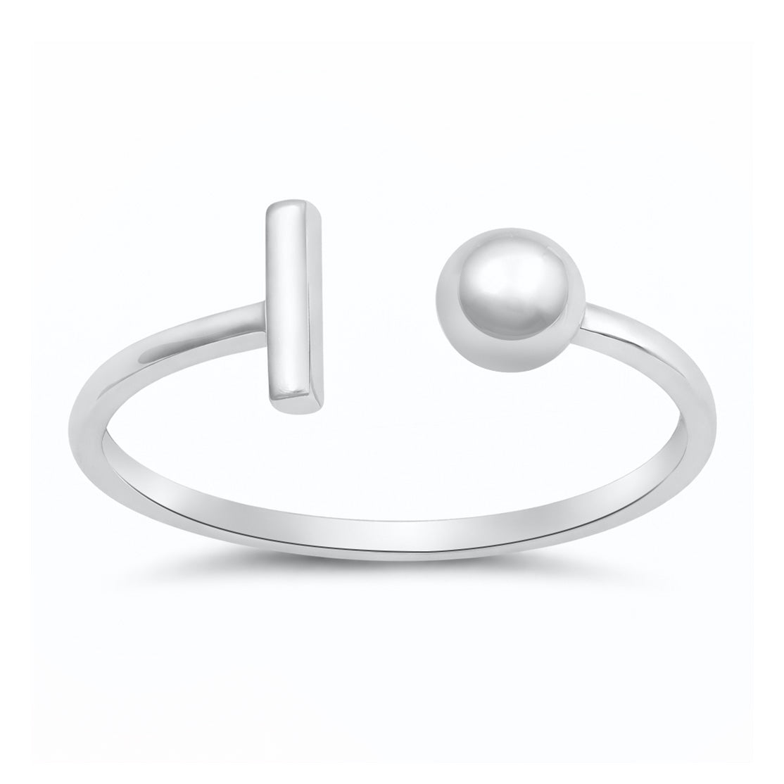 Silver Ring - Ball with Bar