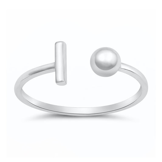 Silver Ring - Ball with Bar