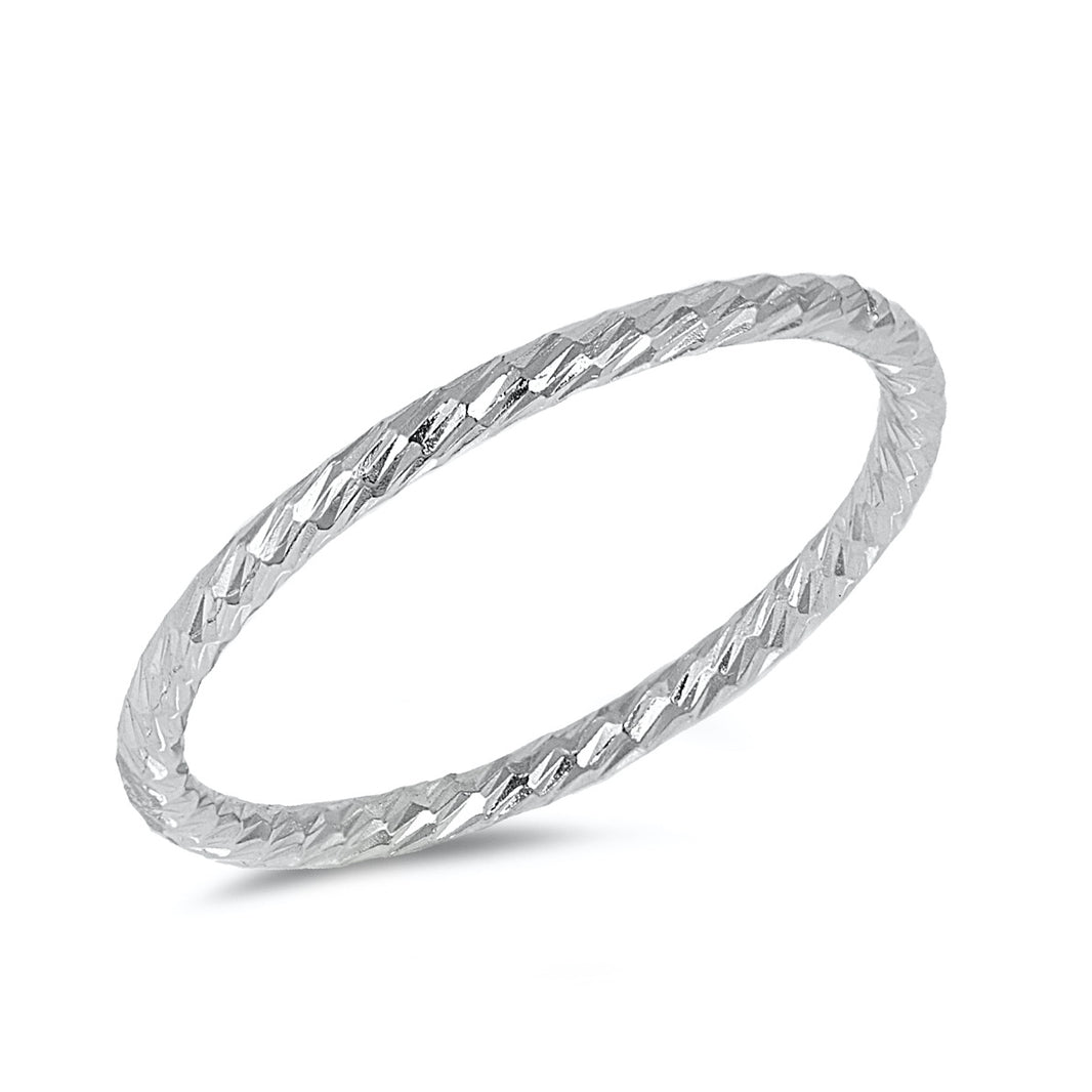 Silver Diamond Cut Band Ring