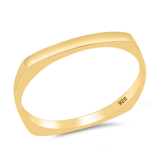 Silver Square Shape Bqnd Ring