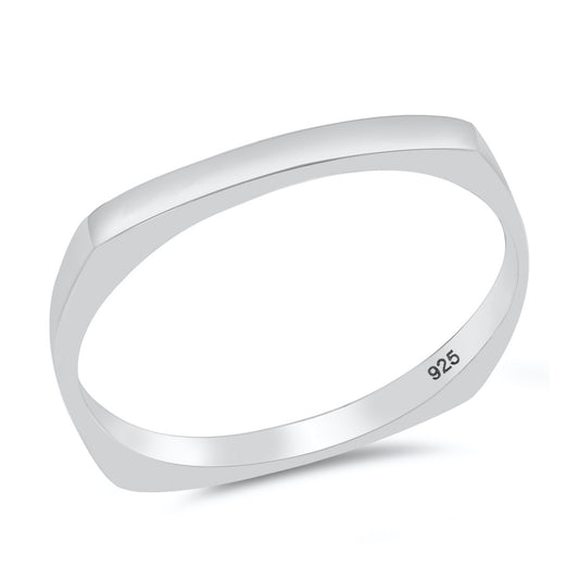 Silver Square Shape Bqnd Ring