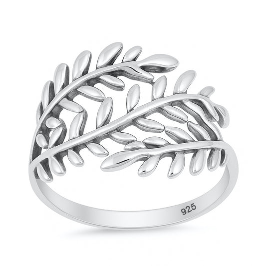 Silver Ring - Wraparound Leaf