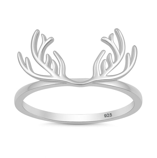 Silver CZ Ring - Antlers