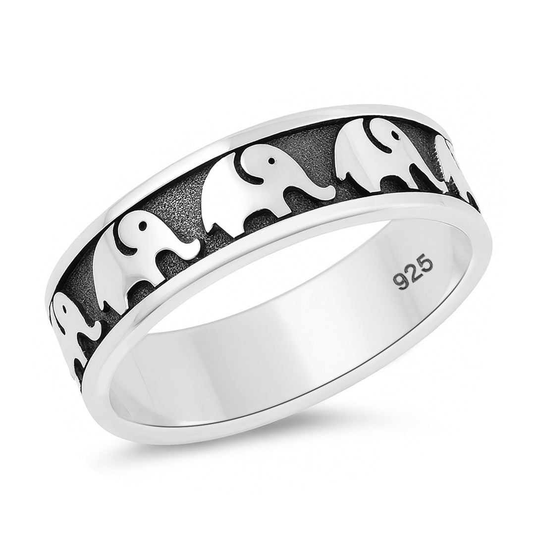 Silver Ring - Elephants