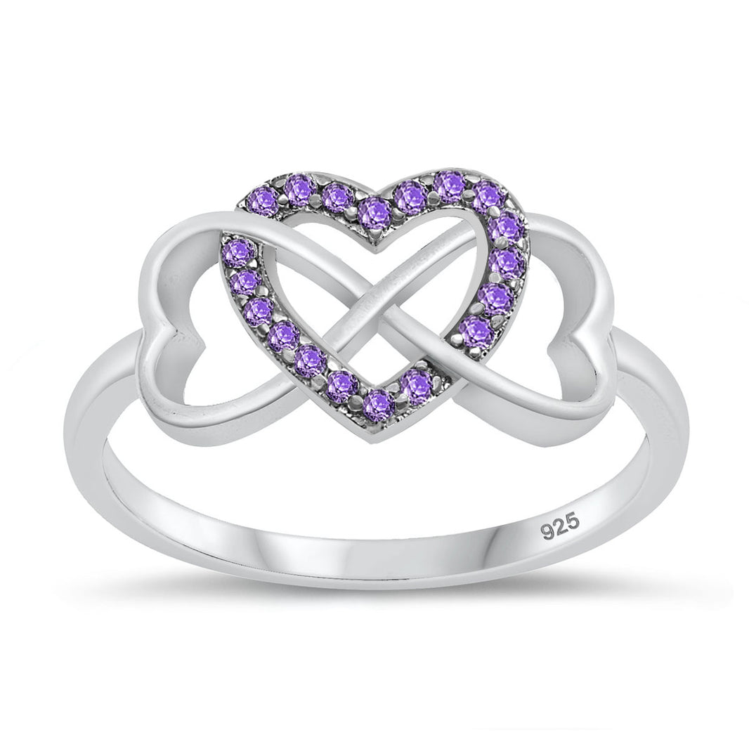 Silver CZ Ring - Infinity Hearts