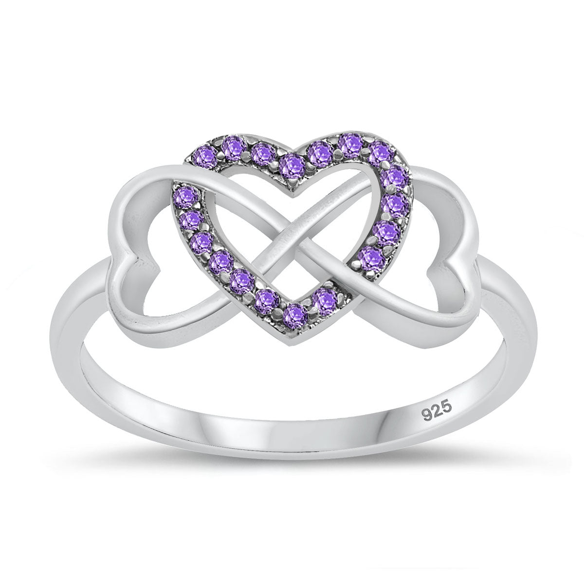 Silver CZ Ring - Infinity Hearts