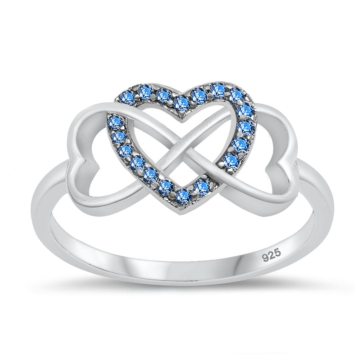Silver CZ Ring - Infinity Hearts