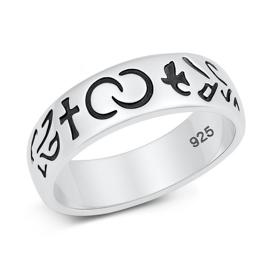 Silver CZ Ring - Cross and Dove