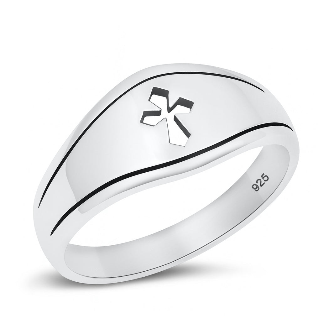 Silver CZ Ring - Medieval Cross