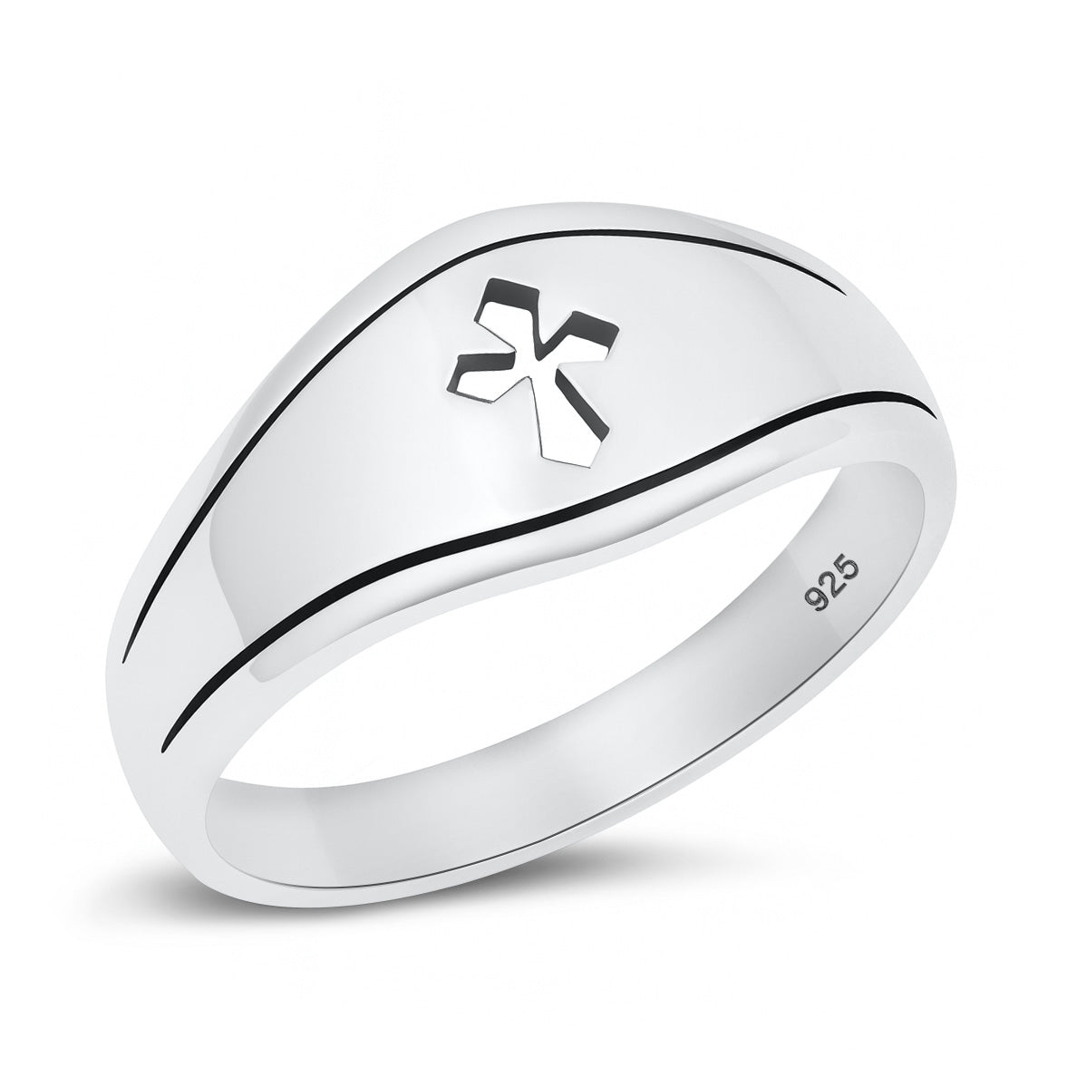 Silver CZ Ring - Medieval Cross