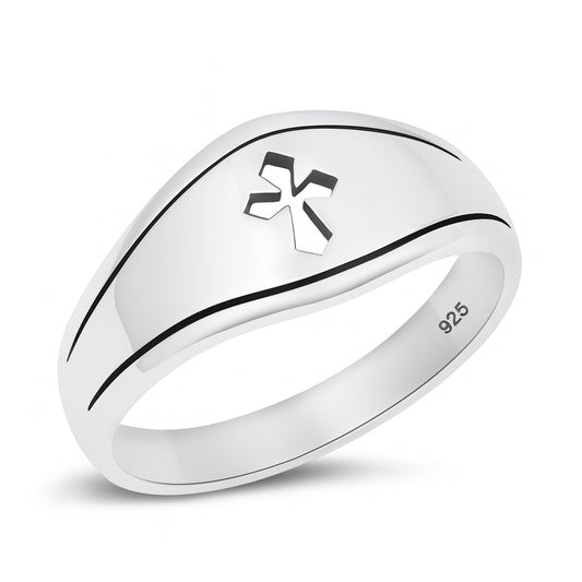 Silver CZ Ring - Medieval Cross