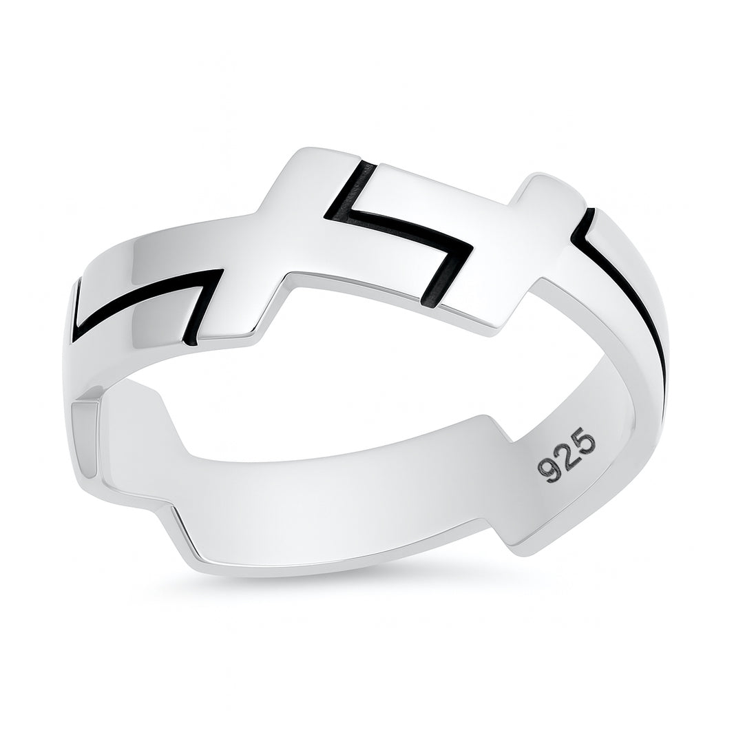 Silver Ring - Connecting Crosses
