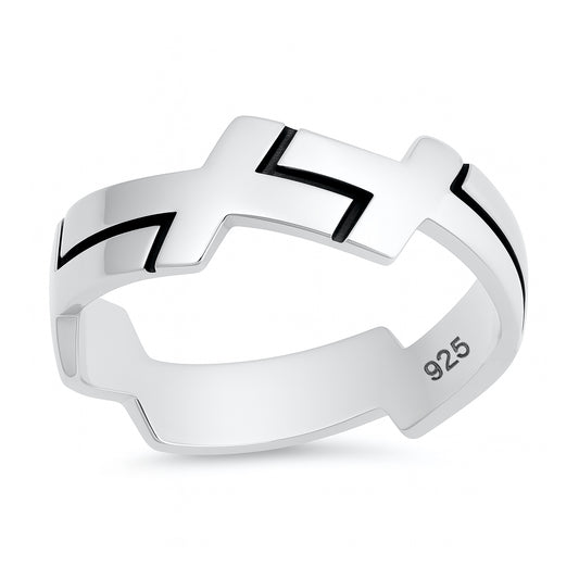 Silver Ring - Connecting Crosses