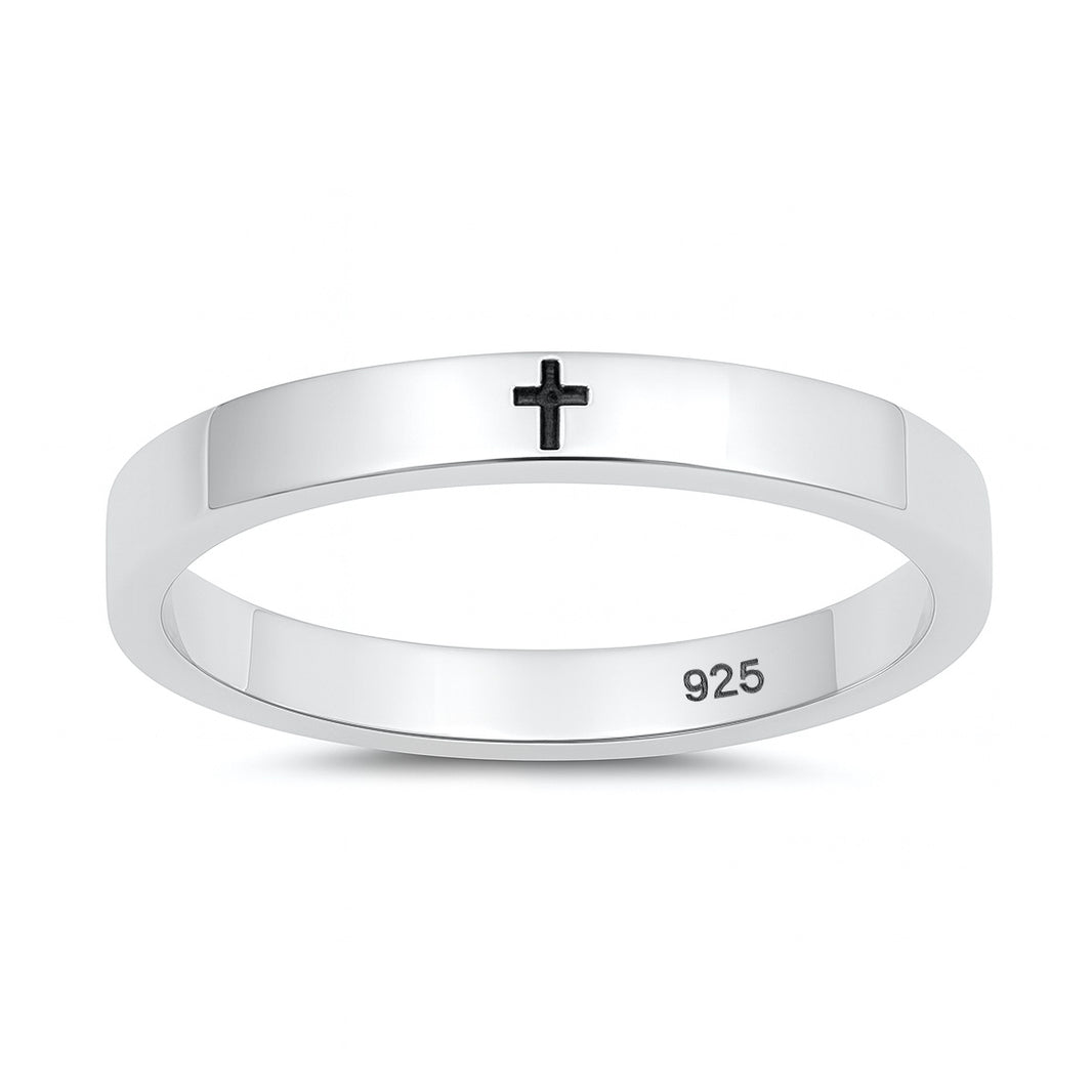 Silver Ring - Little Engraved Cross