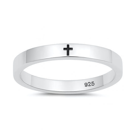 Silver Ring - Little Engraved Cross