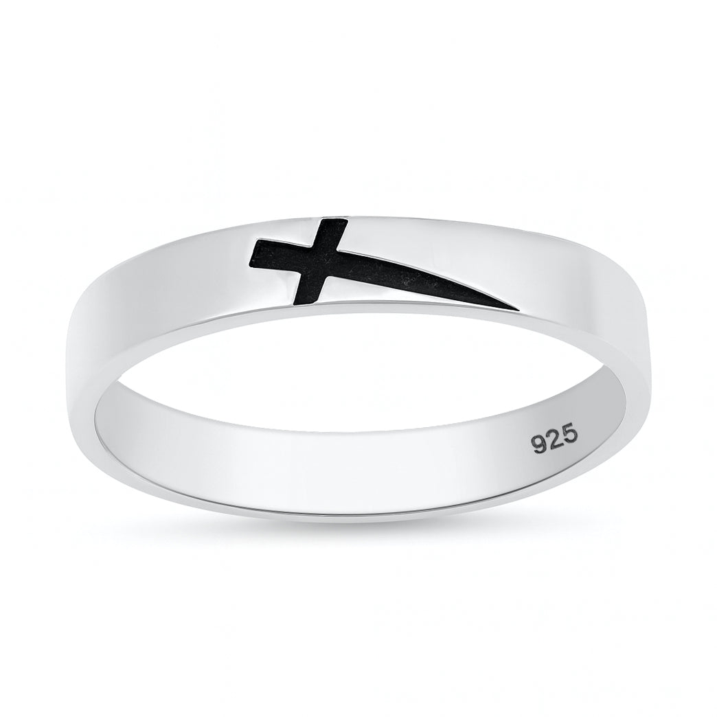 Silver Ring - Sideways Cross Band