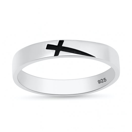 Silver Ring - Sideways Cross Band
