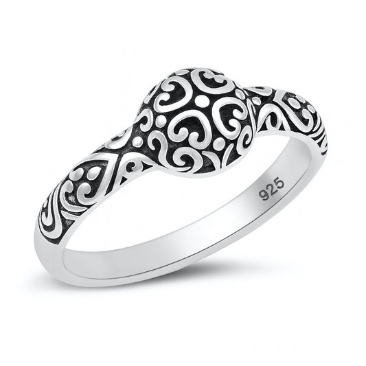 Silver CZ Ring - Bali Design